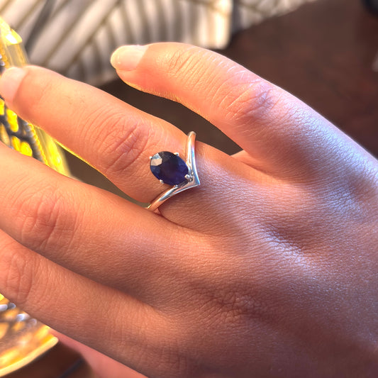 Natural Blue Sapphire 925 Pure Silver Ring (Certified)