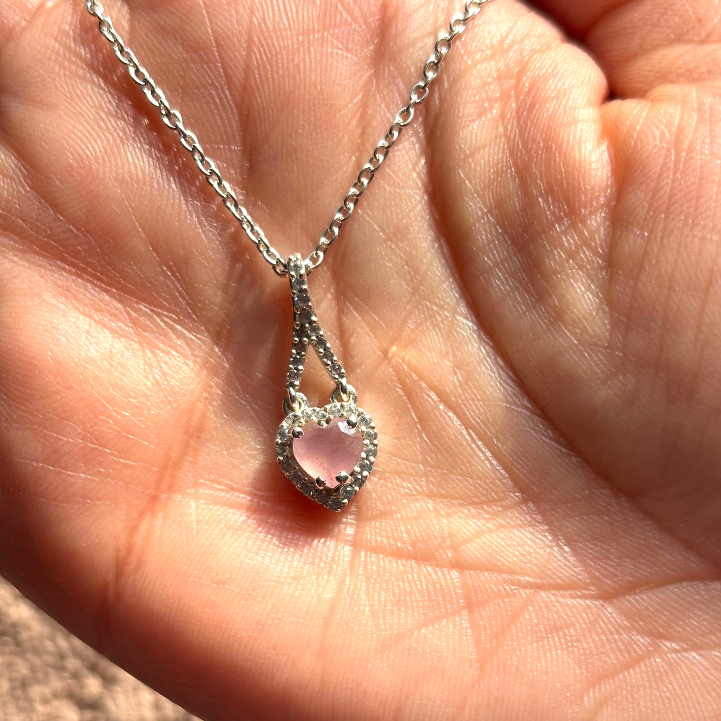 Natural Rose Quartz 925 Pure Silver Pendant (Certified)