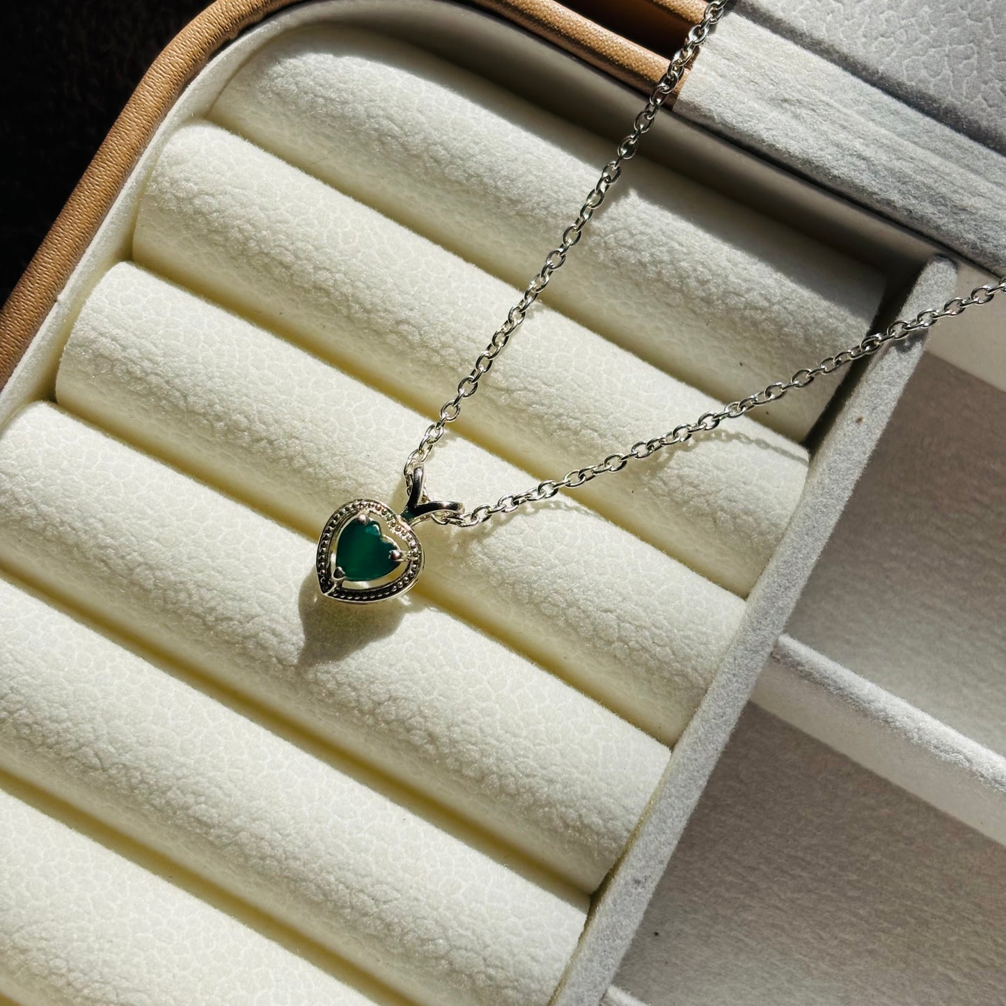 Natural Green Onyx 925 Pure Silver Pendant (Certified)