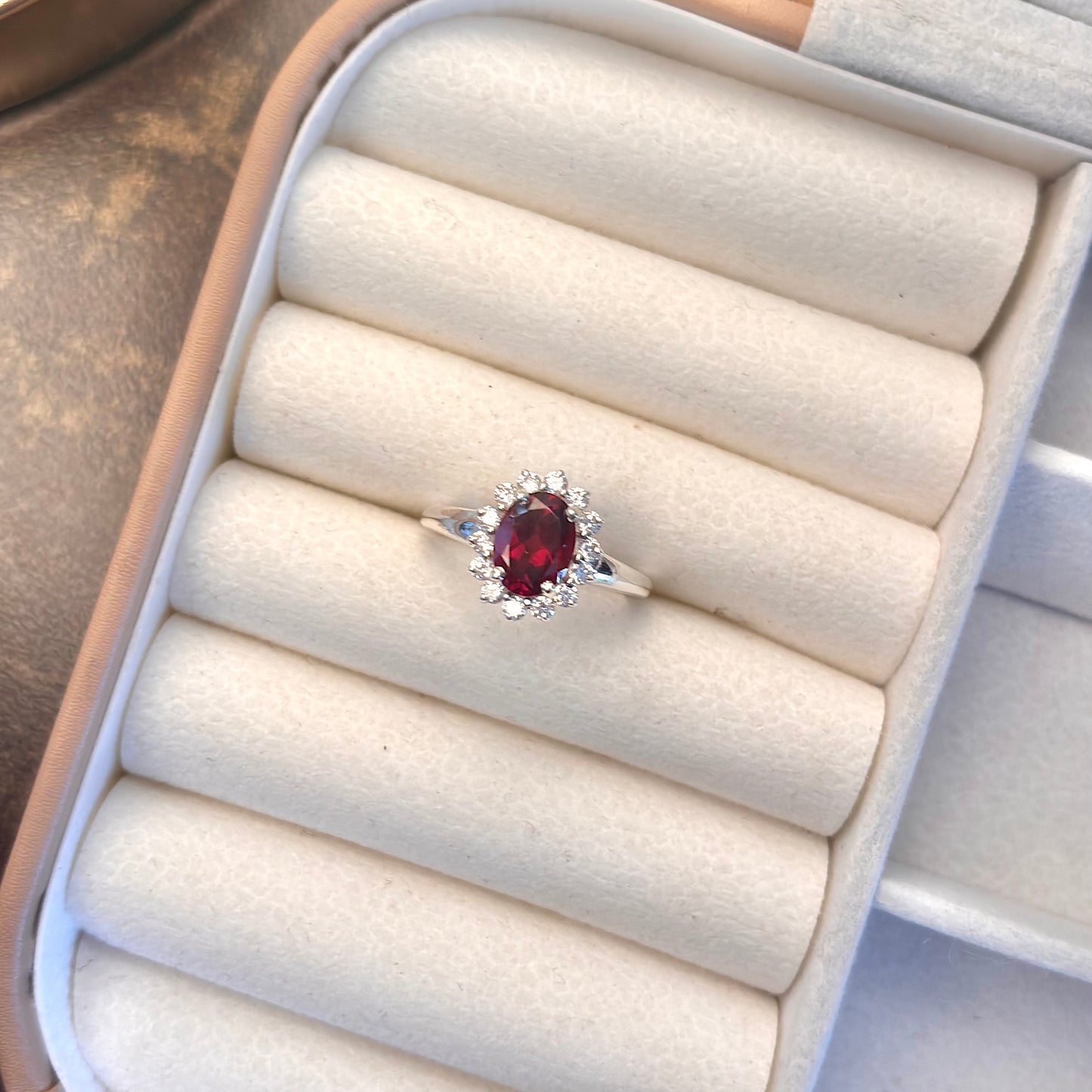 Natural Garnet 925 Pure Silver Ring (Certified)