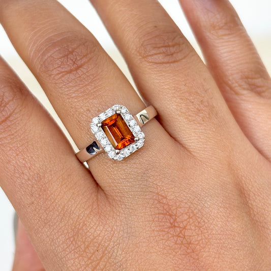 Natural Hessonite 925 Pure Silver Ring(Certified)