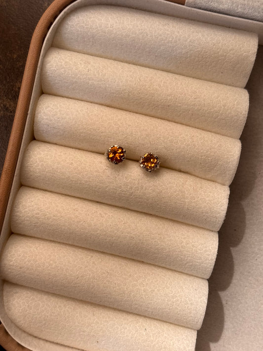 Natural Citrine 925 Pure Silver Studs (Certified)