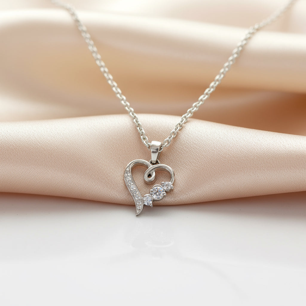 925 Pure Silver Heart Pendant for Her