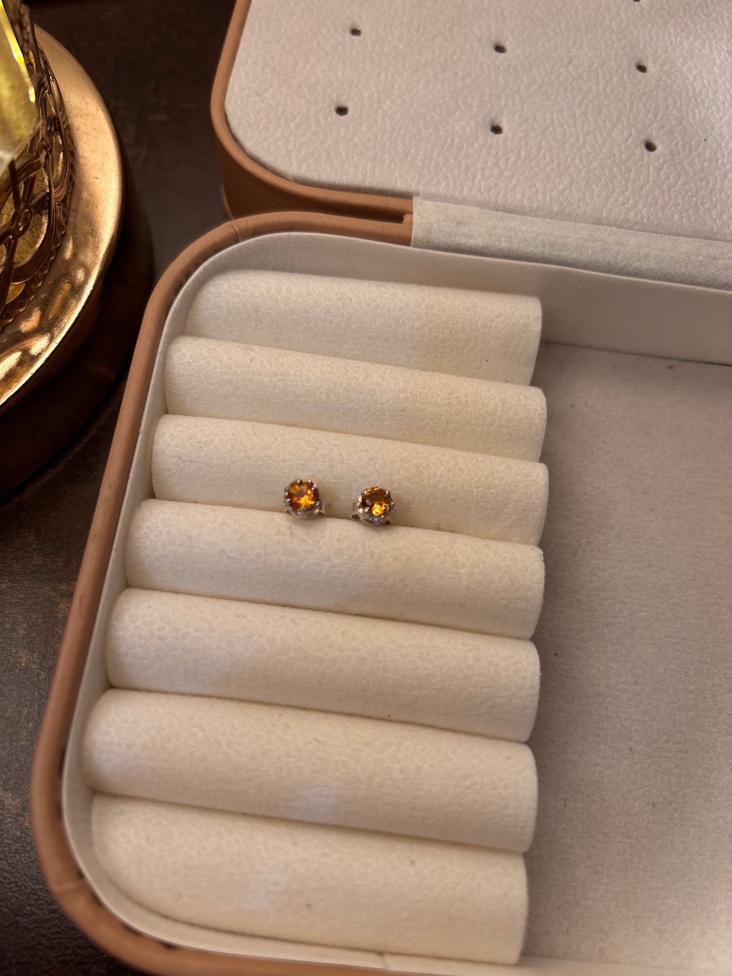 Natural Citrine 925 Pure Silver Studs (Certified)