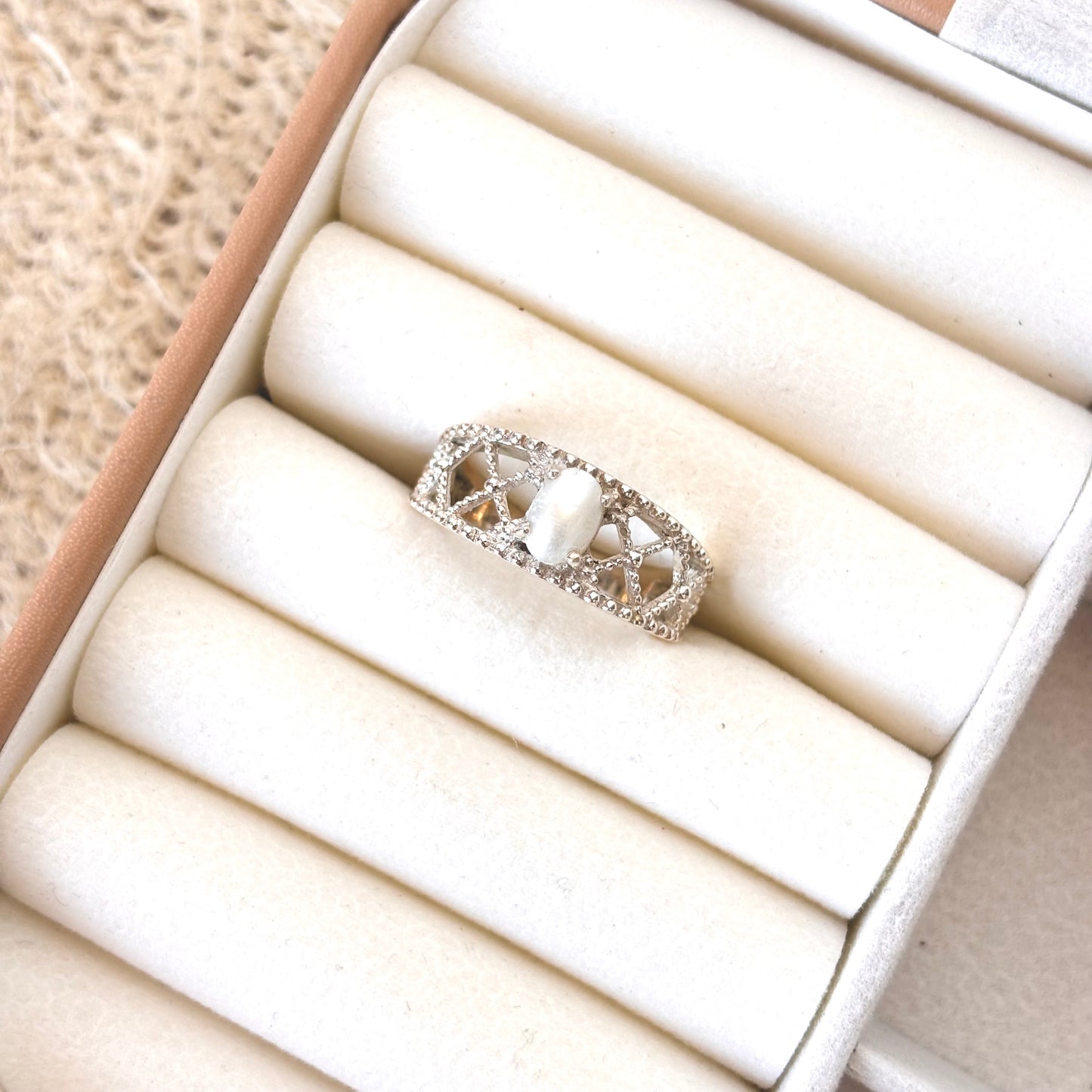 Natural Oval Pearl 925 Pure Silver Statement Ring (Certified)