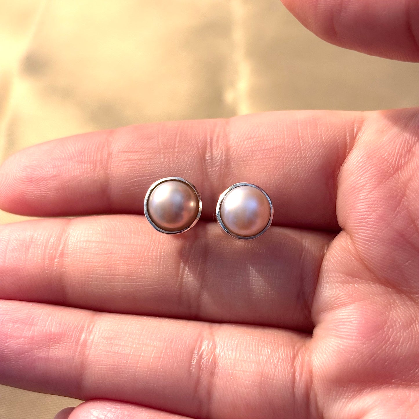Natural Pearl 925 Pure Silver Studs (Certified)
