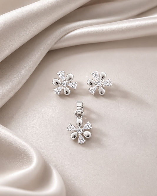 925 Pure Silver Pendant & Earrings Set