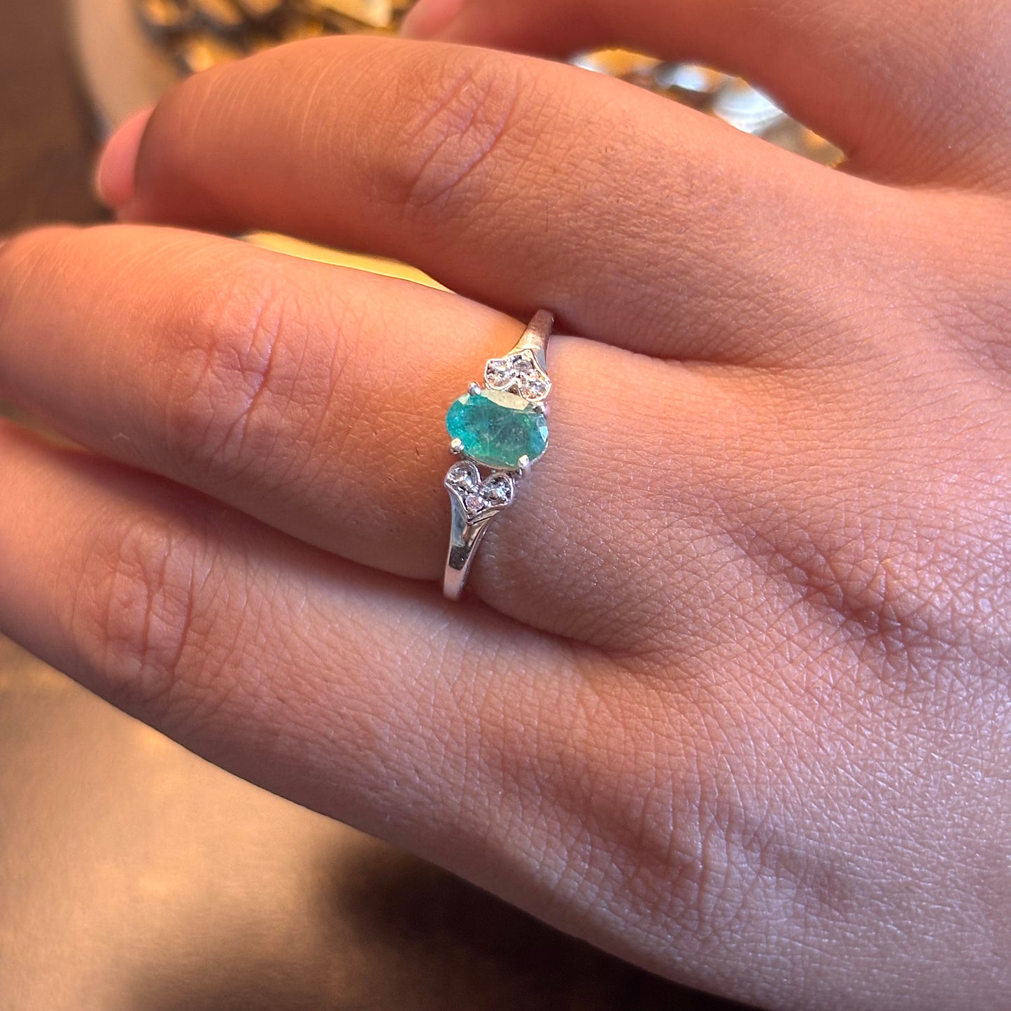 Natural Emerald 925 Pure Silver Ring (Certified)