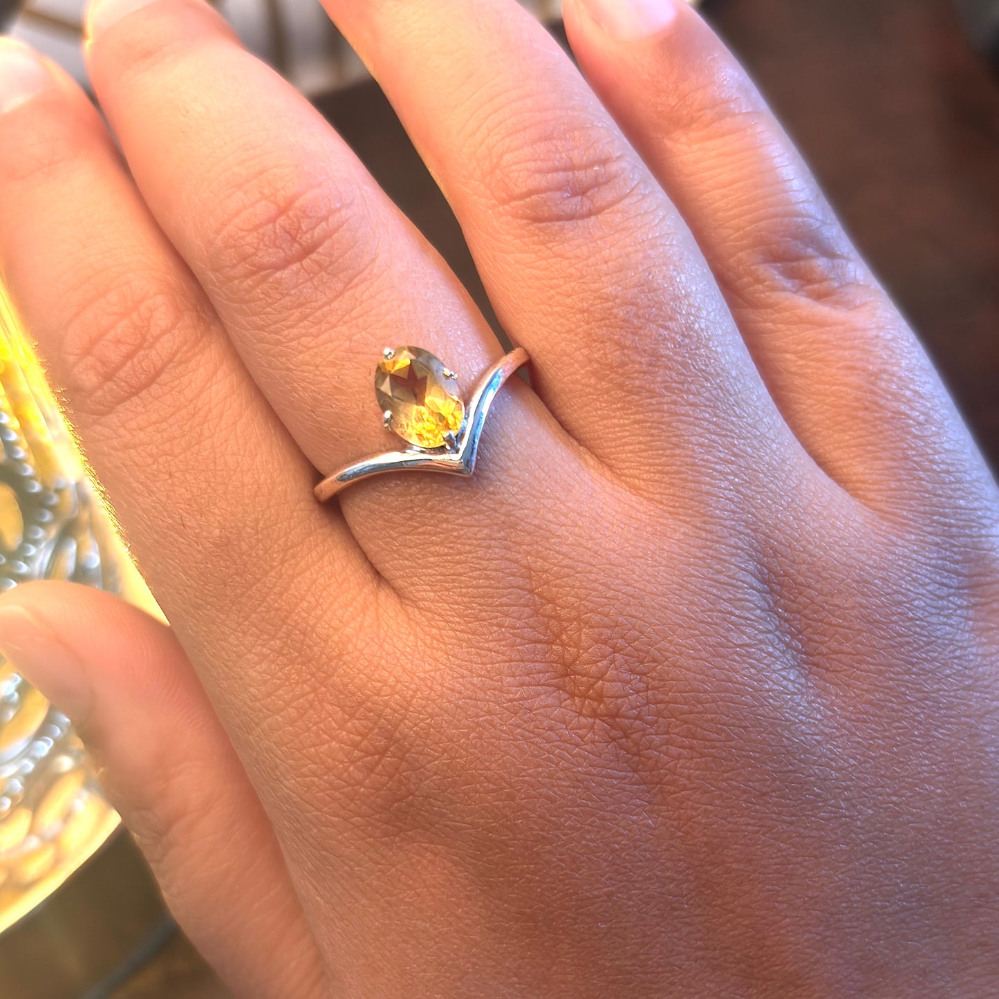 Natural Citrine 925 Pure Silver Ring (Certified)