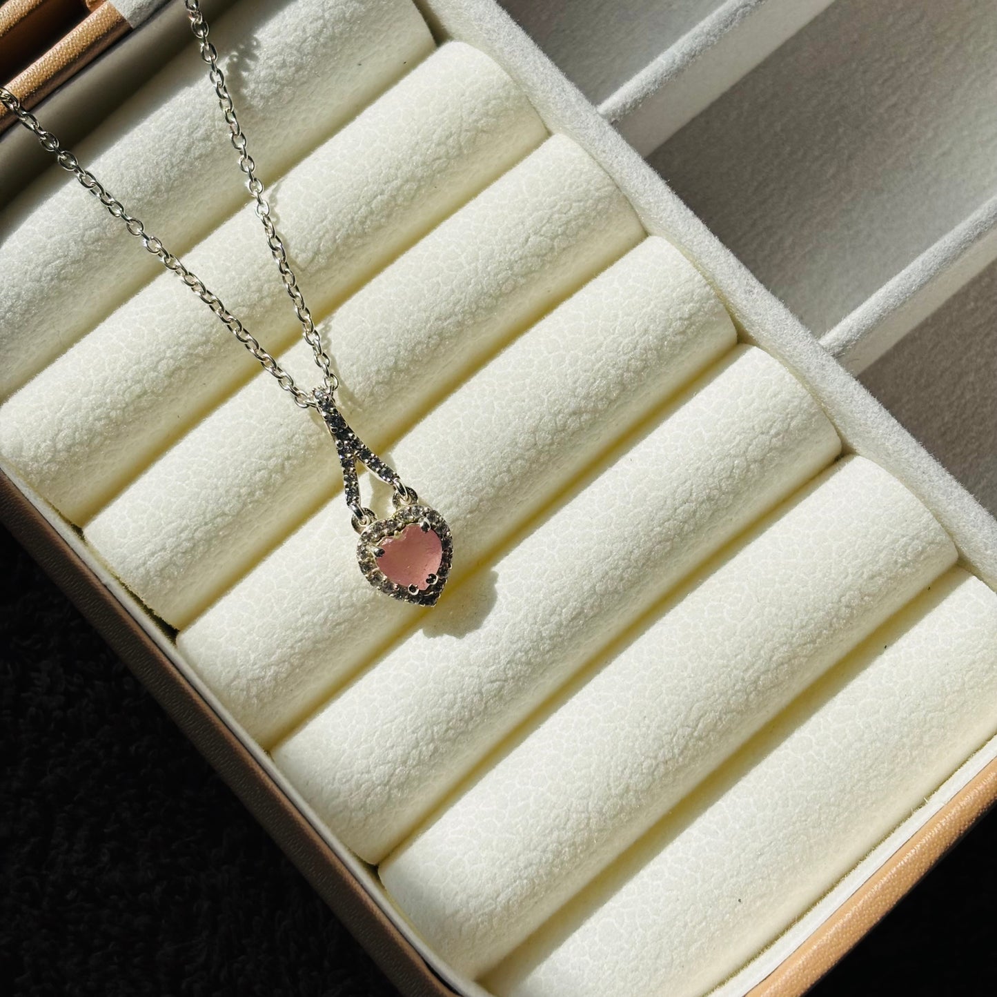 Natural Rose Quartz 925 Pure Silver Pendant (Certified)
