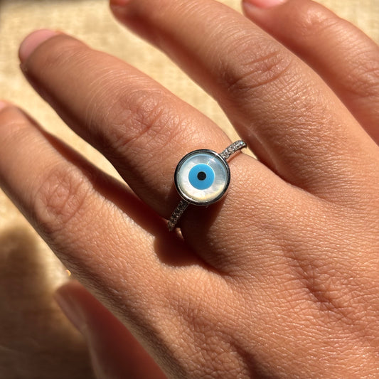 925 Pure Silver Evil Eye Ring