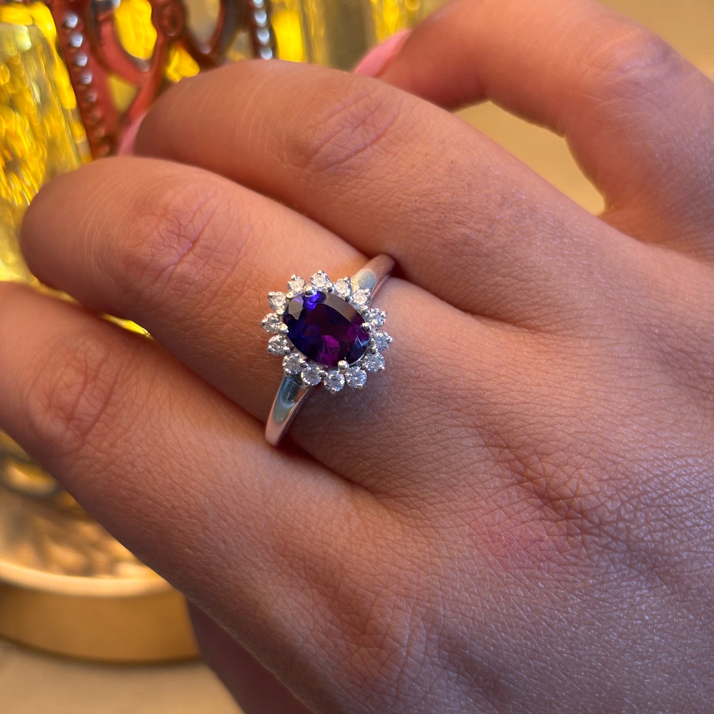 Natural Amethyst 925 Pure Silver Ring (Certified)