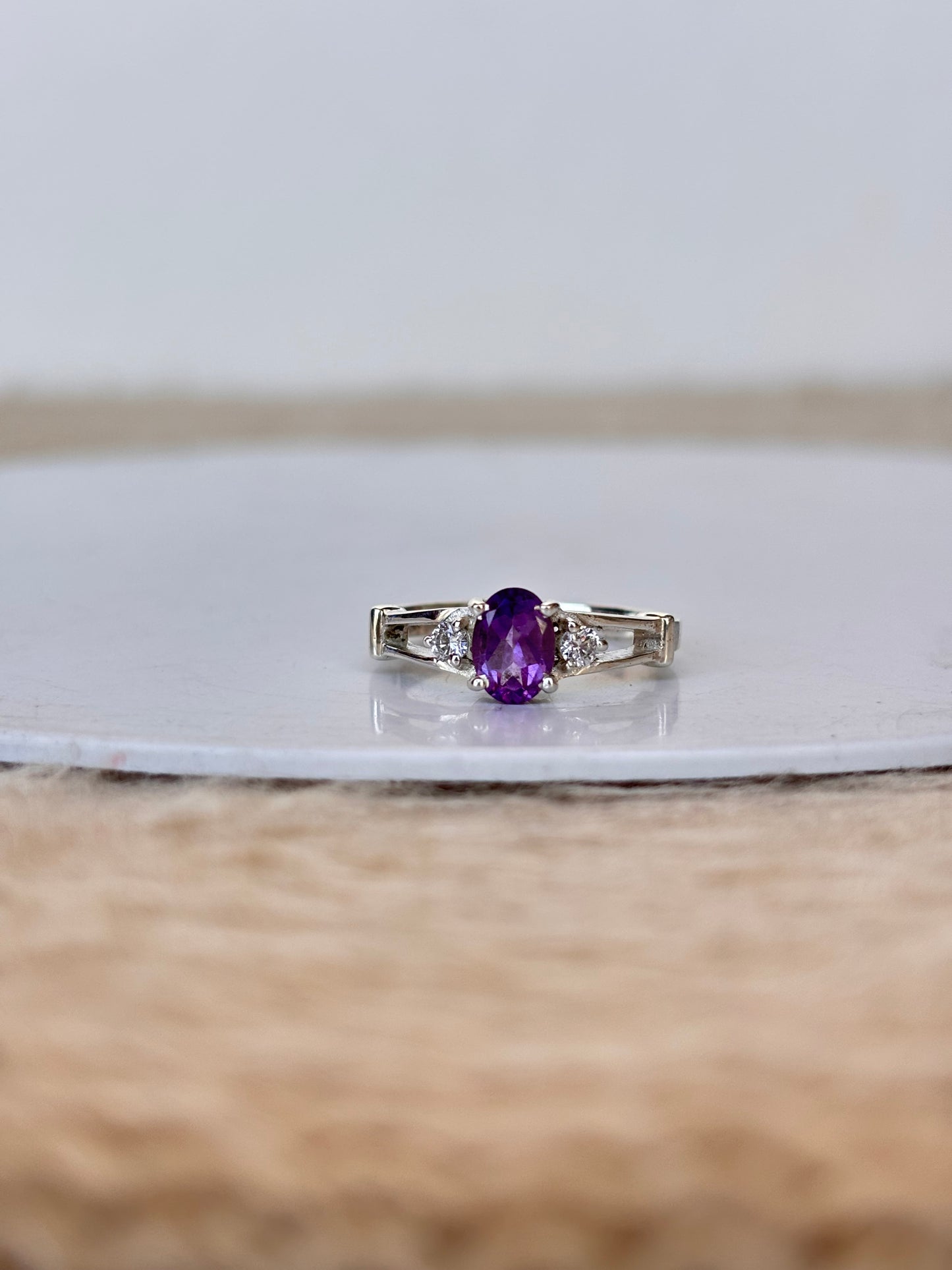 Natural Amethyst 925 Pure Silver Ring (Certified)
