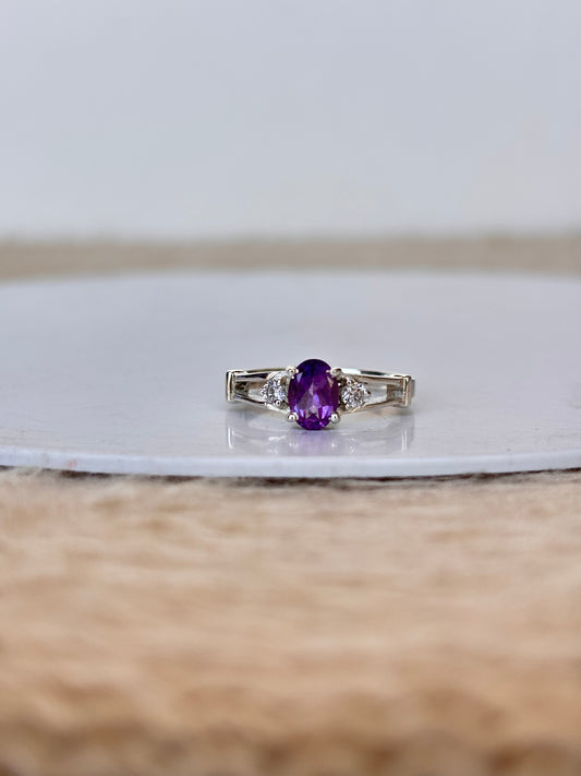 Natural Amethyst 925 Pure Silver Ring (Certified)