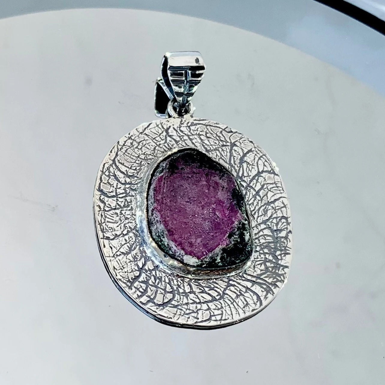 Watermelon Natural Ruby 925 Pure Silver Pendant