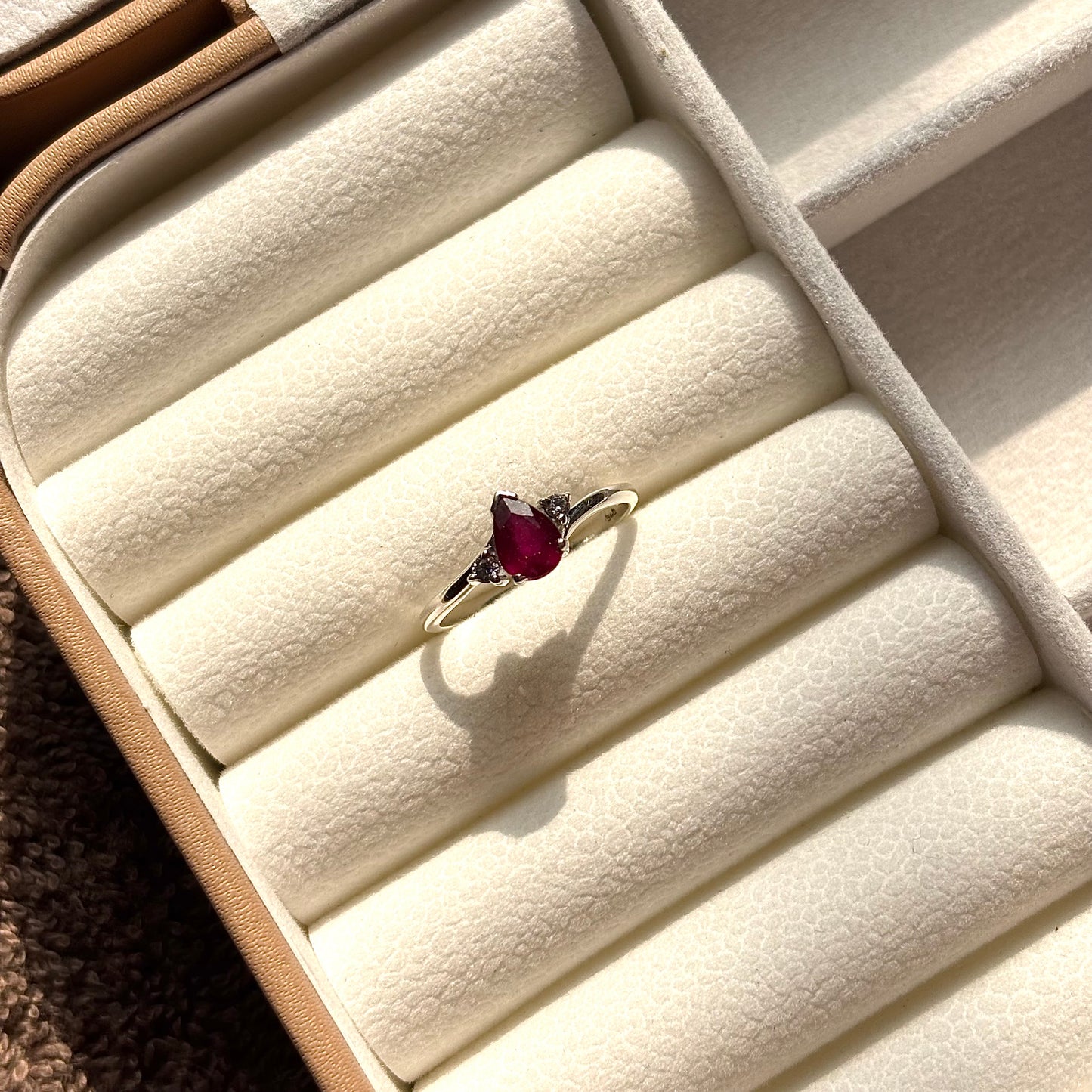 Natural Pear Cut Ruby Pure 925 Silver Ring (Certified)