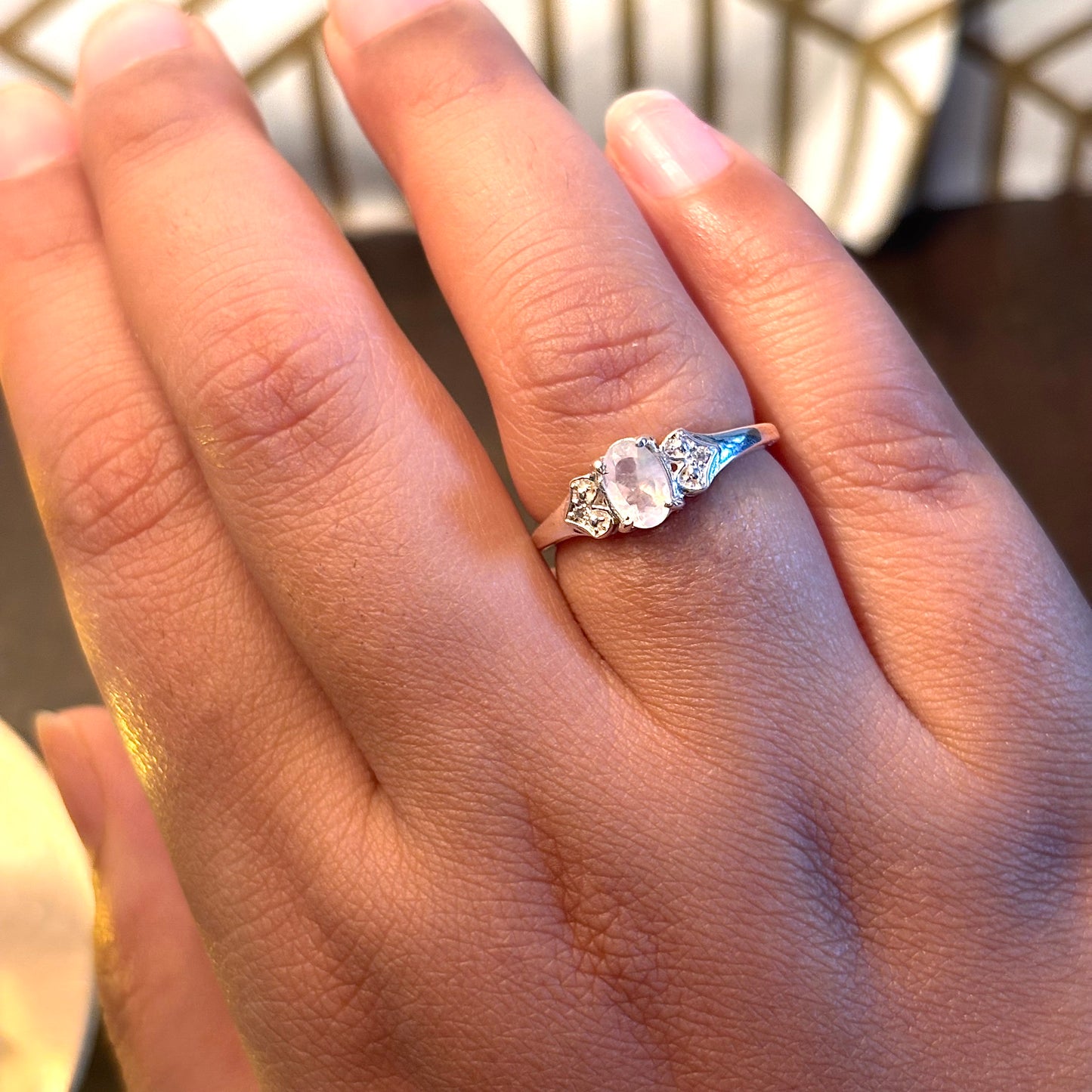 Natural Moonstone 925 Pure Silver Ring (Certified)