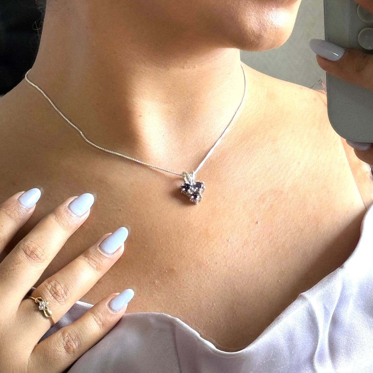 925 Silver Natural Amethyst Peace Pendant