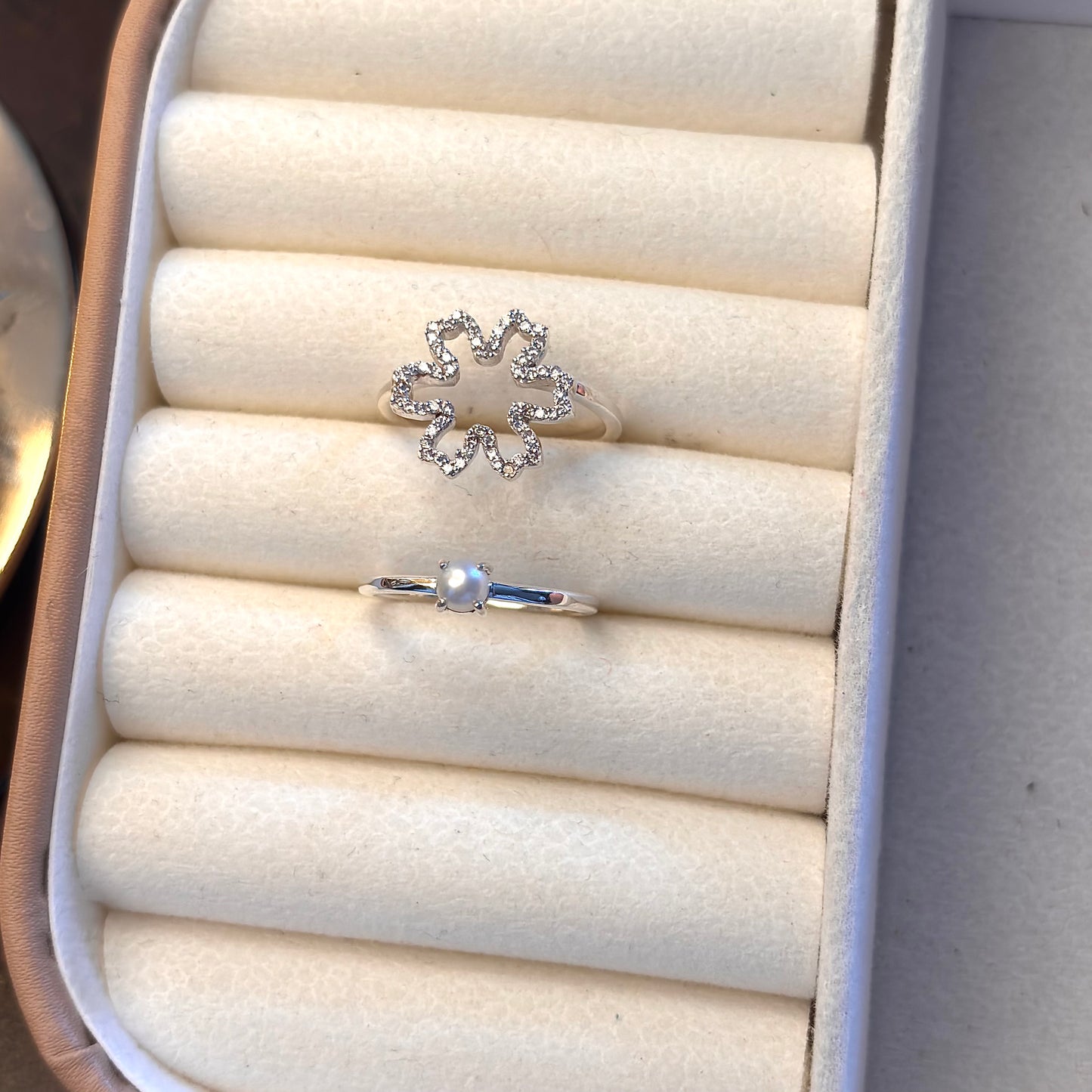 Natural Pearl Flower Two in One 925 Pure Silver Ring (Certified)