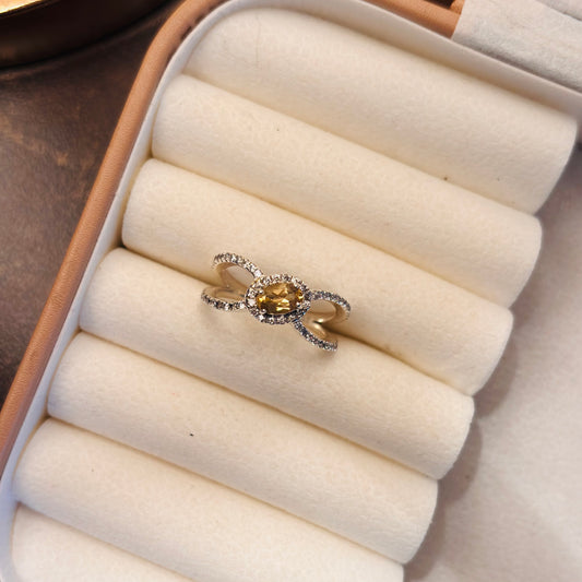 Natural Citrine 925 Pure Silver Ring (Certified)