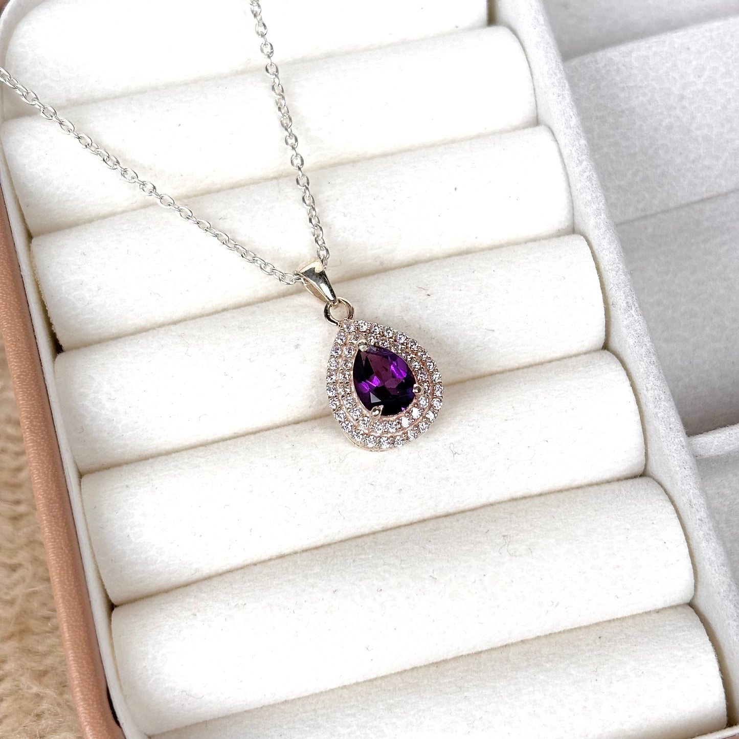 Natural Amethyst 925 Pure Silver Pendant (Certified)