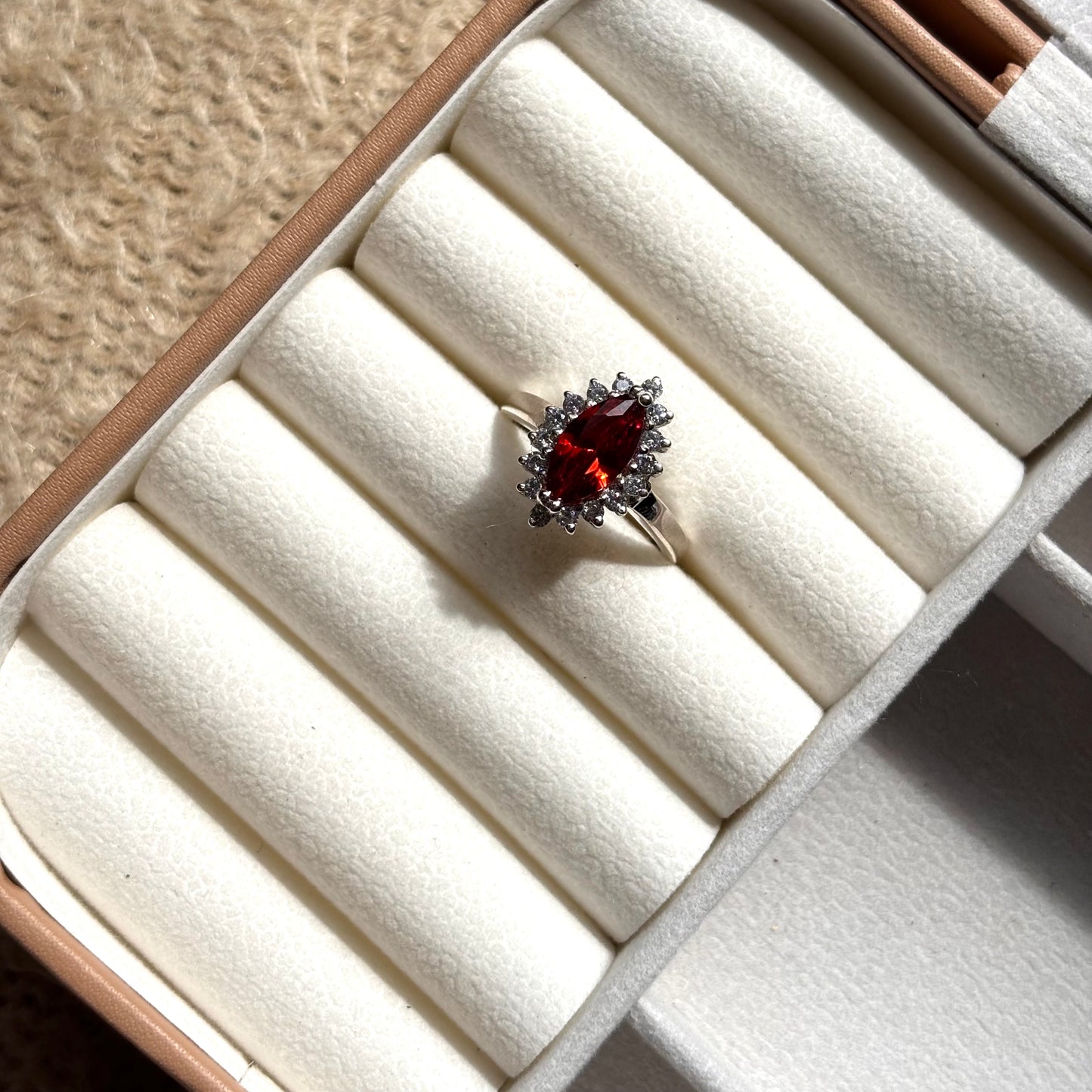 925 Pure Silver Zircon Marquise Cut Ring