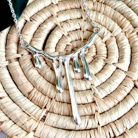 Dripping Sterling Silver Melting Necklace