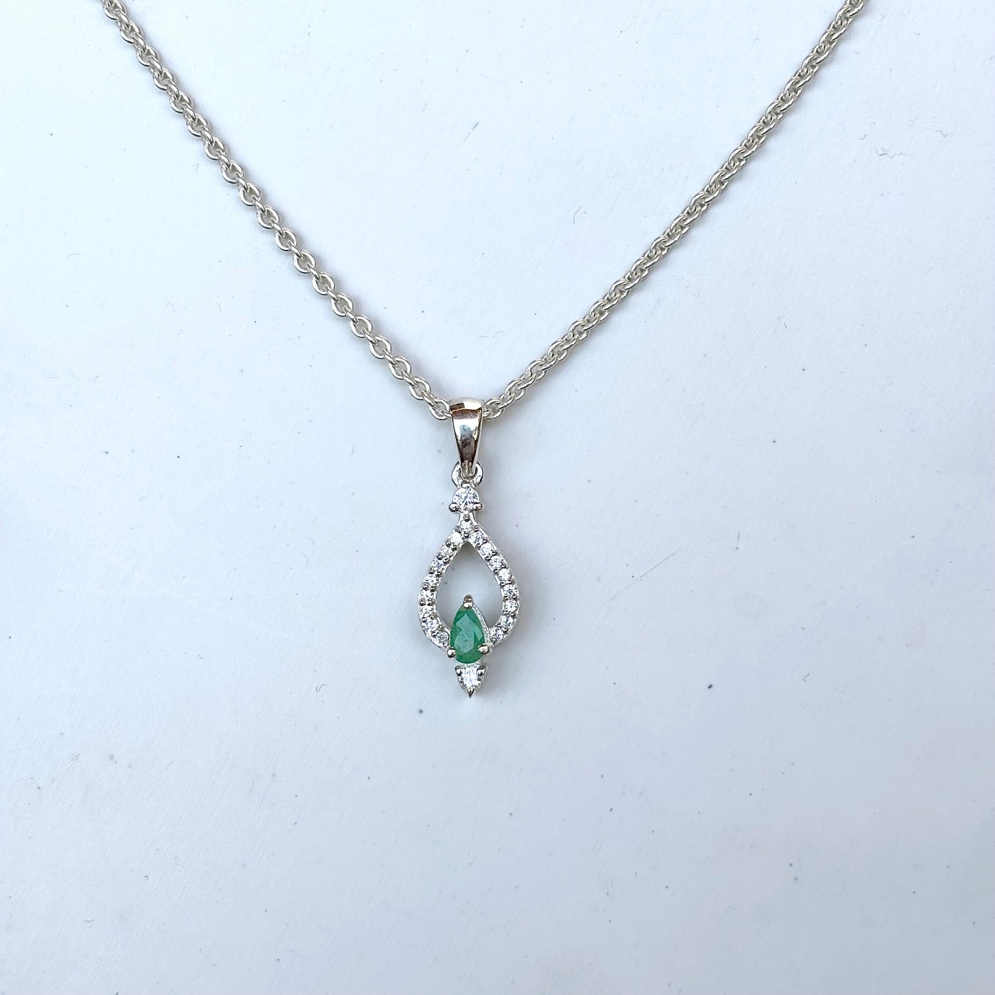 Natural Pear Emerald 925 Silver Pendant