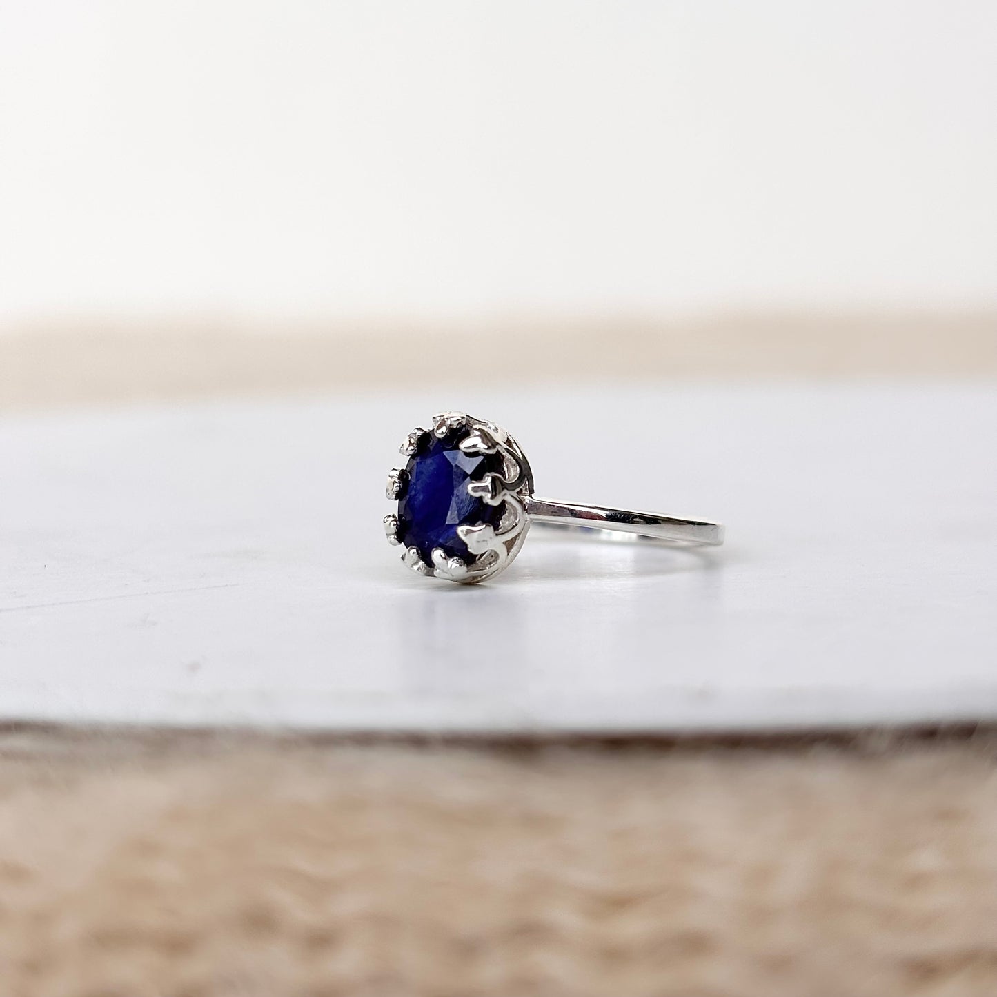 Natural Blue Sapphire 925 Pure Silver Ring (Certified)