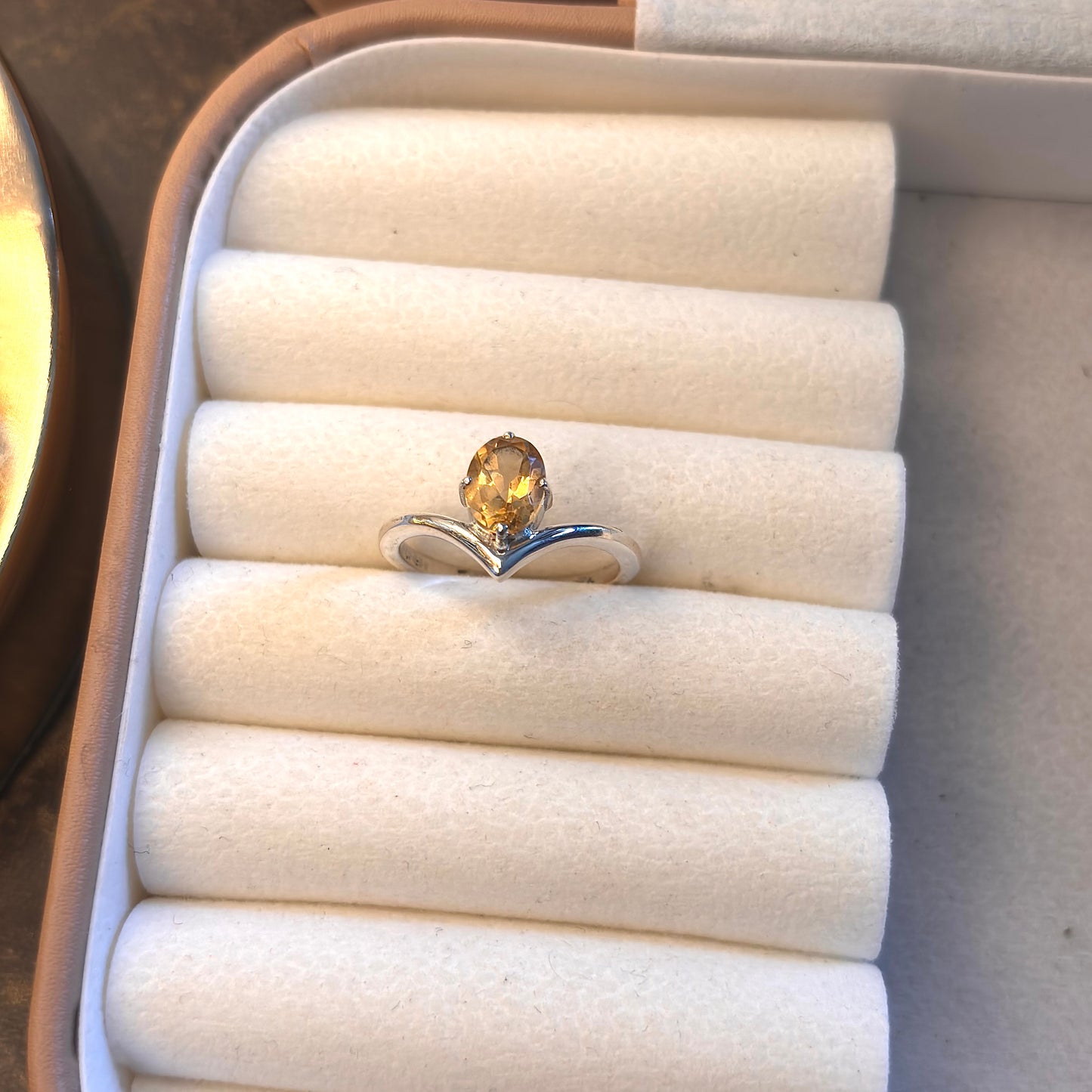 Natural Citrine 925 Pure Silver Ring (Certified)