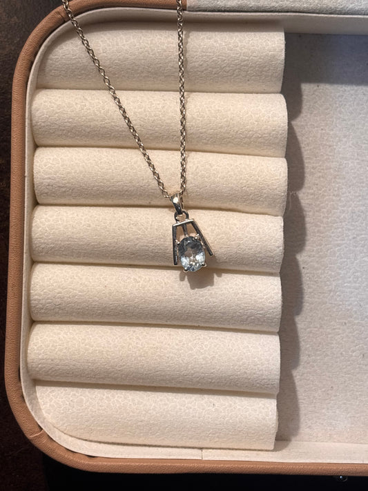Natural Blue Topaz 925 Silver Pendant (Certified)