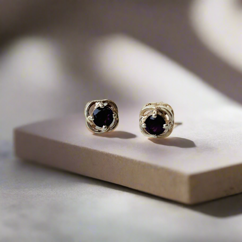 925 Pure Silver Natural Amethyst Everyday Earrings
