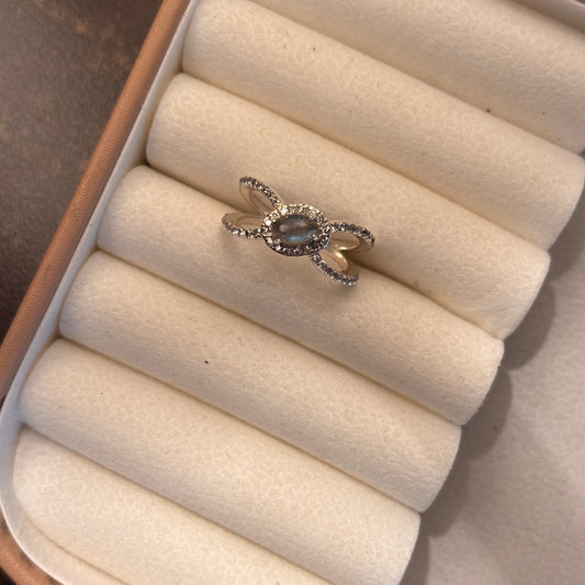 Natural Labrodorite 925 Pure Silver Ring (Certified)