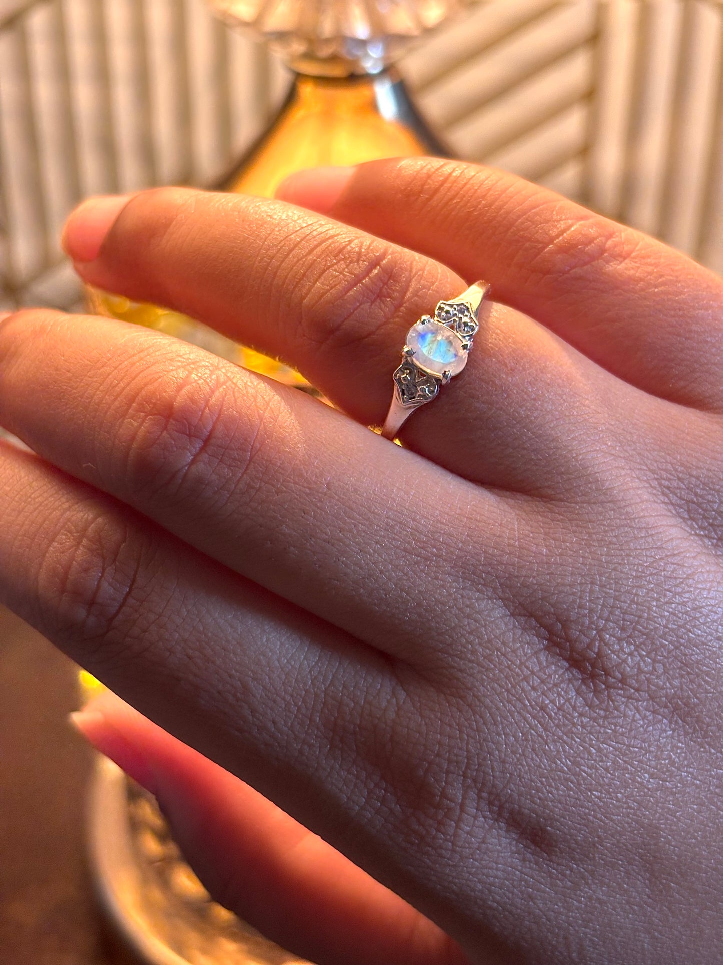Natural Moonstone 925 Pure Silver Ring (Certified)