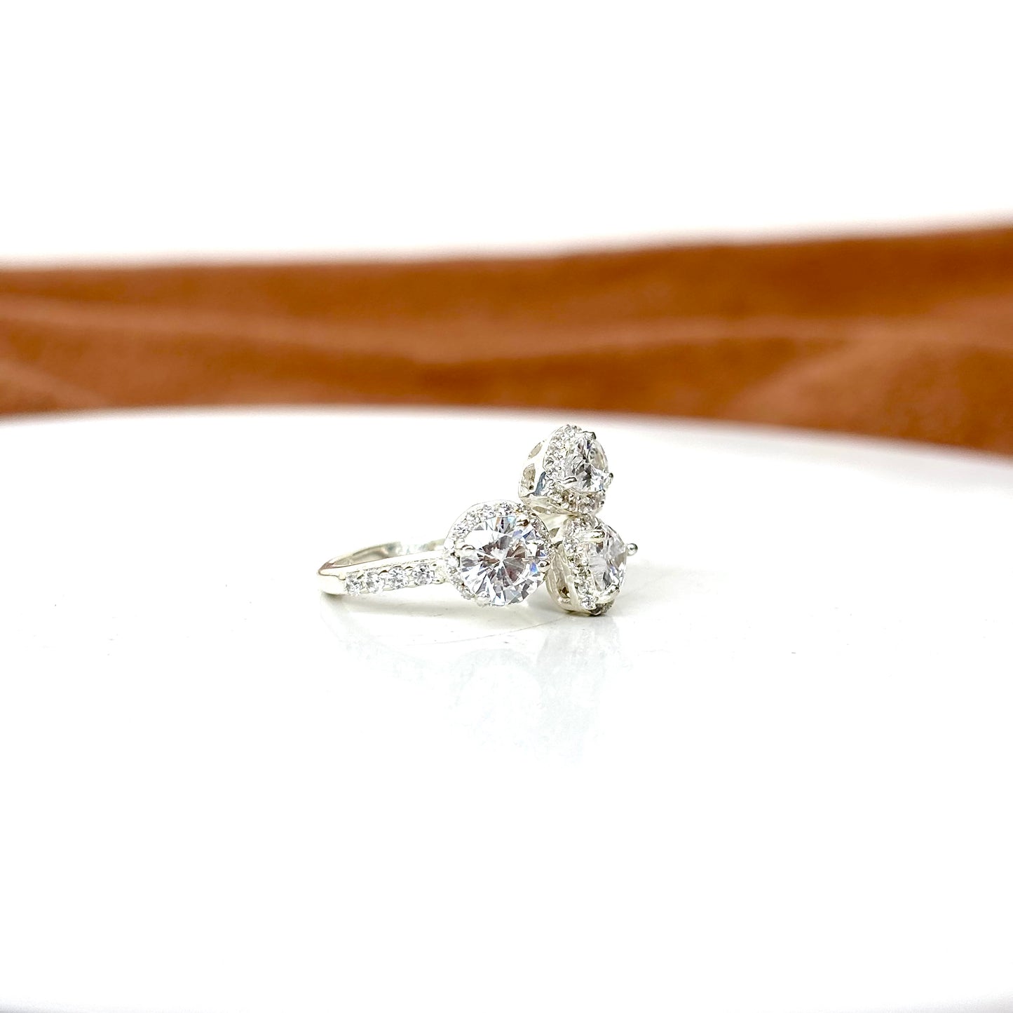 Triple Sparkle 925 Silver CZ Statement Ring