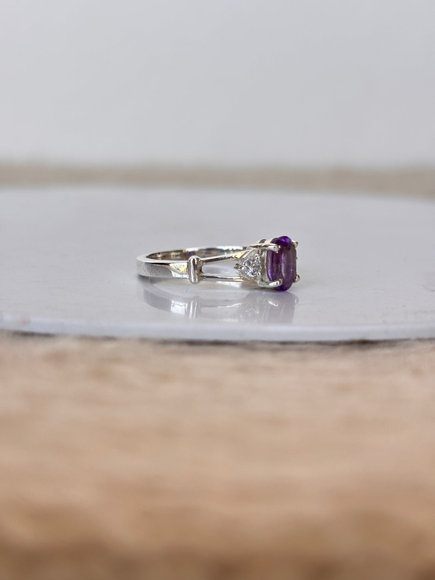 Natural Amethyst 925 Pure Silver Ring (Certified)