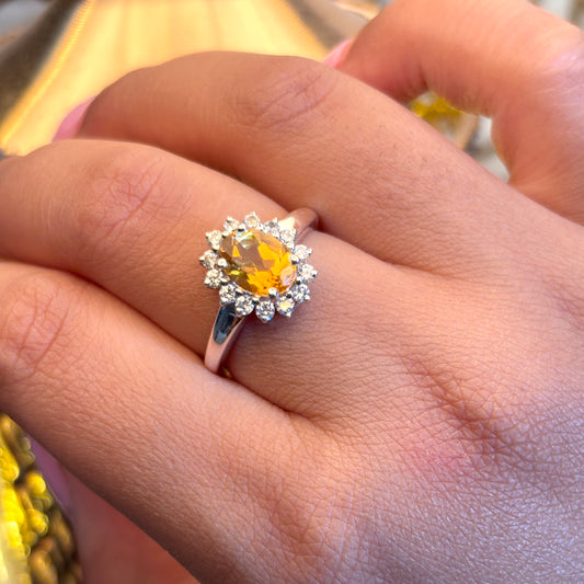 Natural Citrine 925 Pure Silver Ring (Certified)