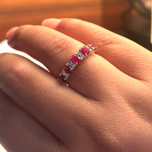 Natural Ruby Eternity 925 Pure Silver Band (Certified)