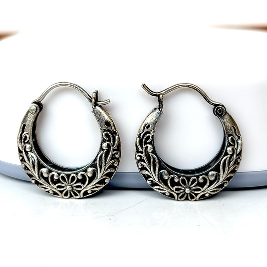 925 Sterling Silver Antique ClickTop Hoop Earrings for Women
