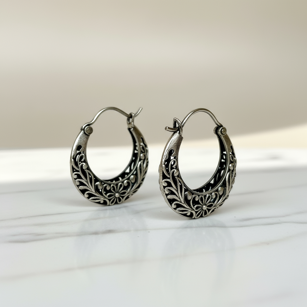 925 Sterling Silver Antique ClickTop Hoop Earrings for Women