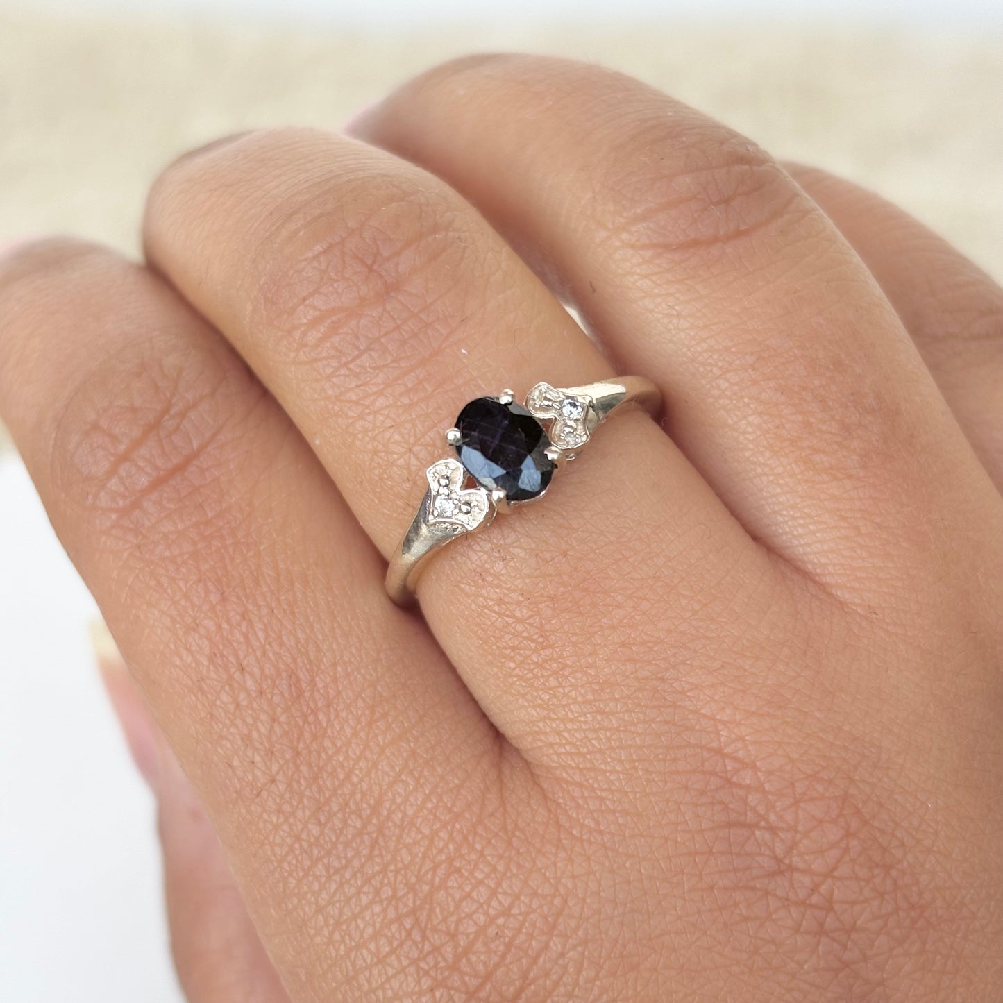 925 Pure Silver Oval Cut Natural Blue Sapphire Ring