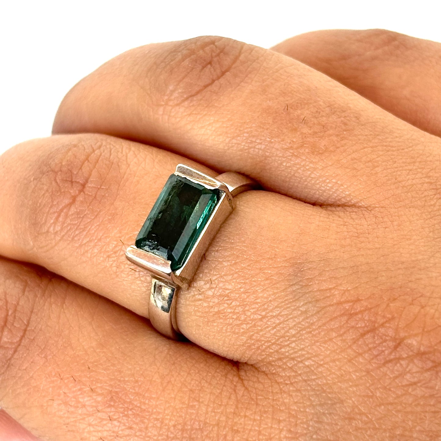 Natural Emerald 925 Pure Silver Ring (Certified)