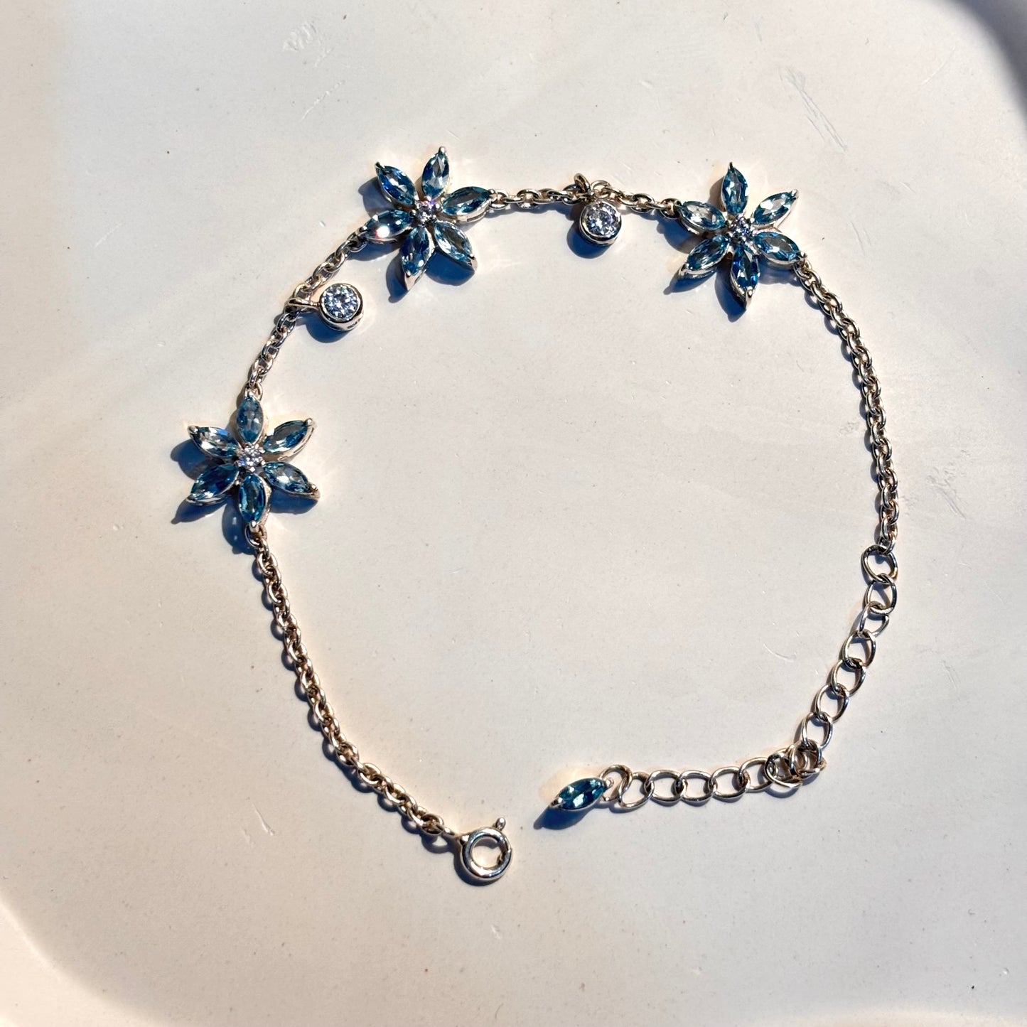 Natural Blue Topaz 925 Pure Silver Bracelet (Certified)