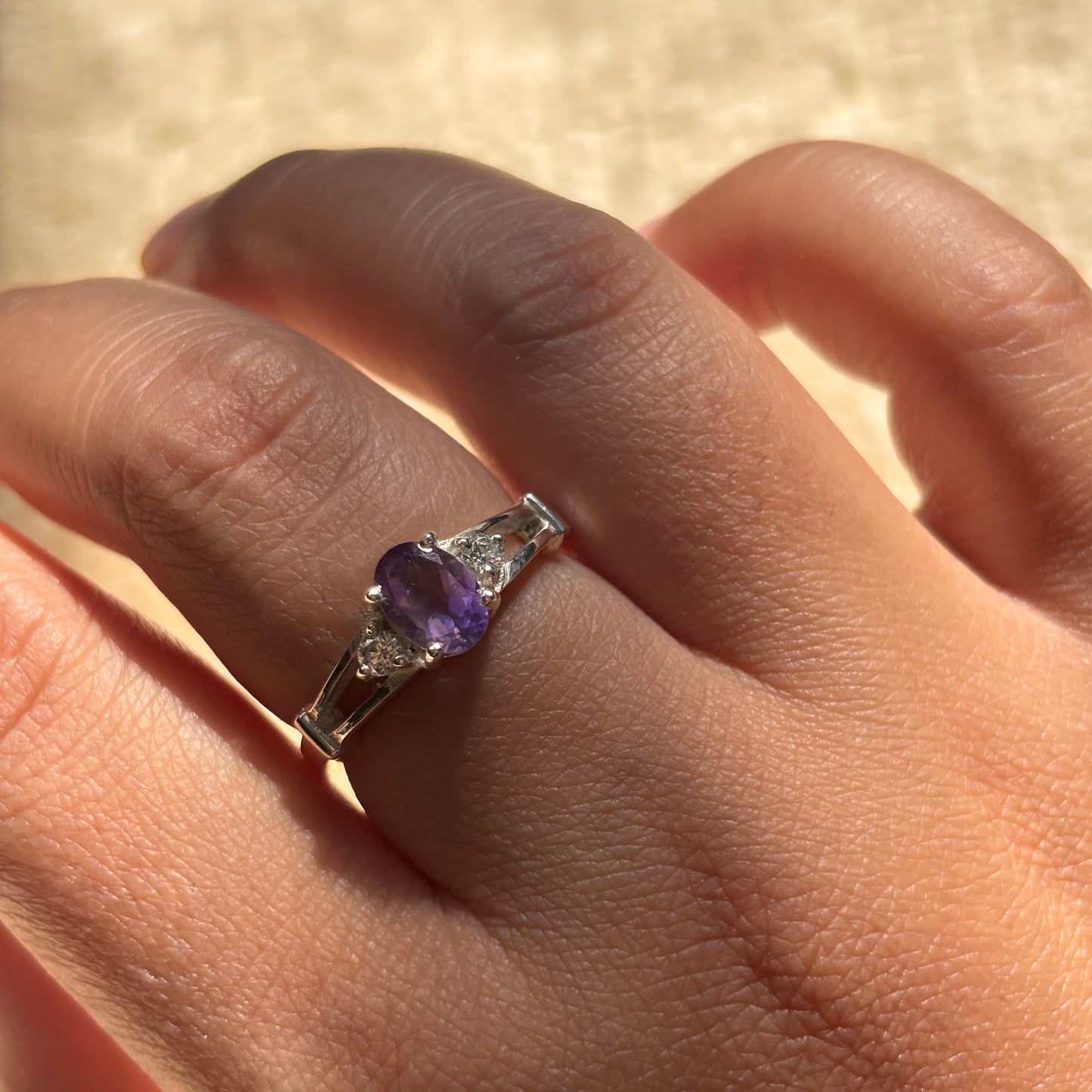 Natural Amethyst 925 Pure Silver Ring (Certified)