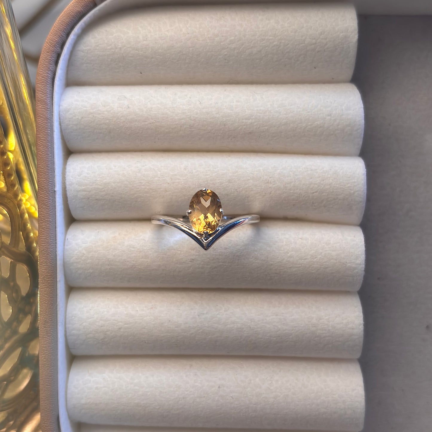 Natural Citrine 925 Pure Silver Ring (Certified)