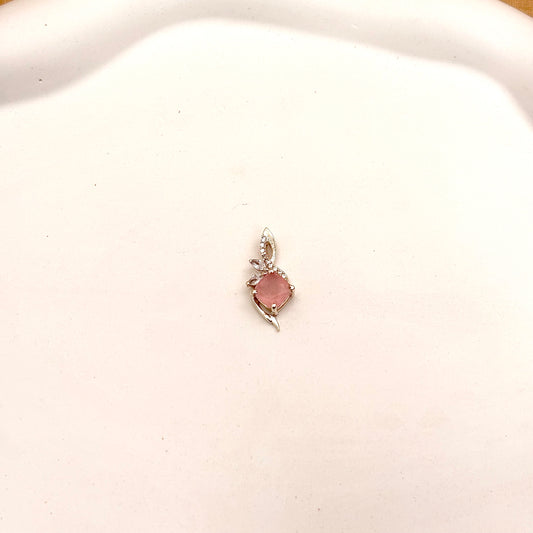 Natural Rose Quartz 925 Pure Silver Pendant (Certified)
