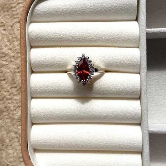 925 Pure Silver Zircon Marquise Cut Ring
