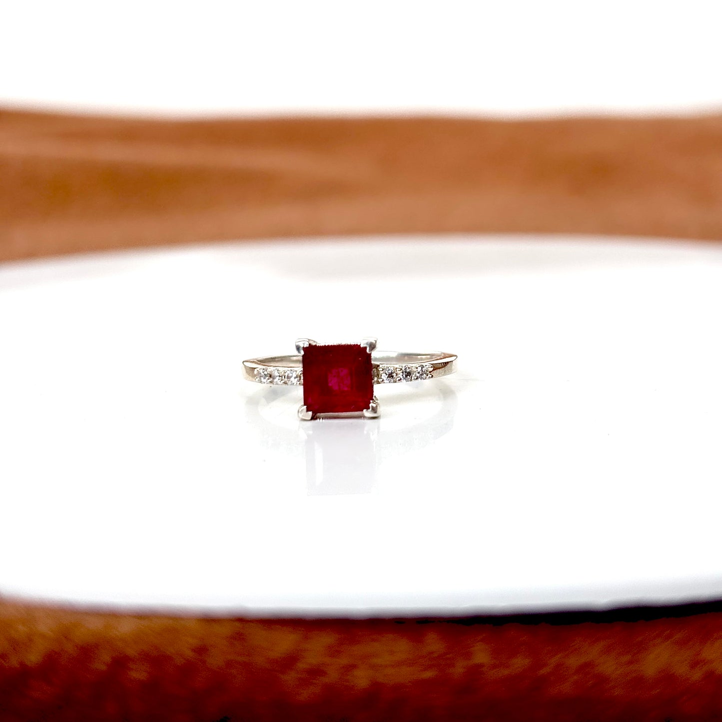925 Sterling Silver Ruby Ring - Dainty Ring for her