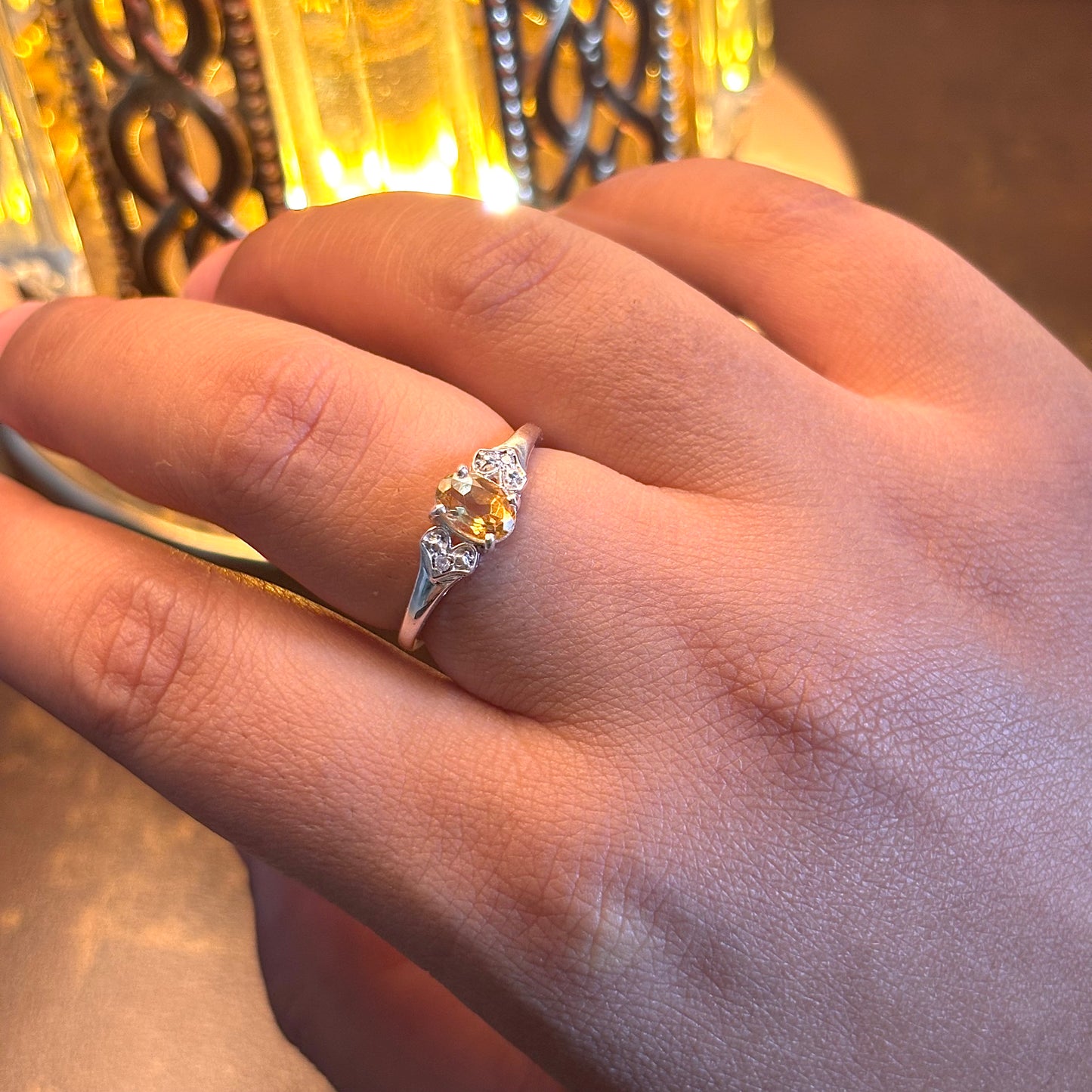 Natural Citrine 925 Pure Silver Ring (Certified)