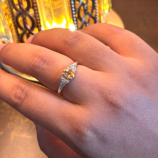 Natural Citrine 925 Pure Silver Ring (Certified)